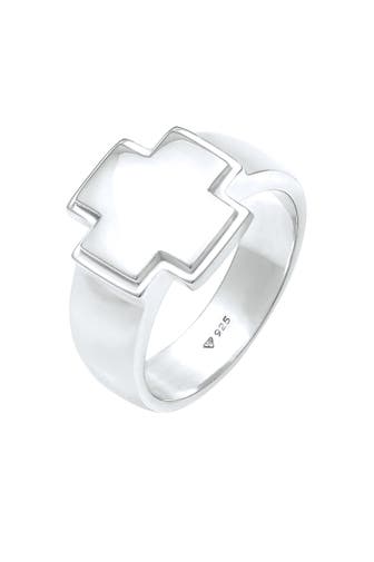 KUZZOI Ring Siegelring Bandring Kreuz 925 Silber