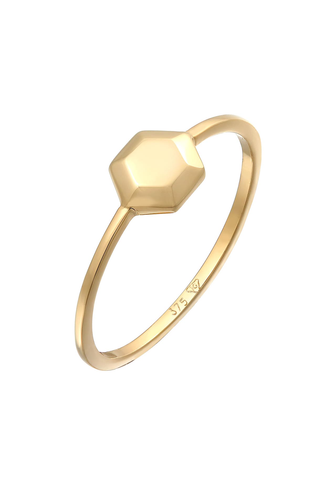 ELLI PREMIUM Ring Plättchen Achteck Stapelring 375 Gelbgold Gold, Bild 1
