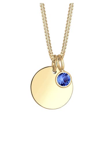 ELLI Kette Geburtsstein April 925 Silber, mit Kristallen von Swarovski® Blau