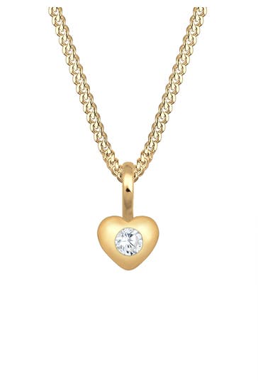 ELLI PREMIUM Halskette Kinder Herz Geburt Taufe Zirkonia 585 Gelbgold