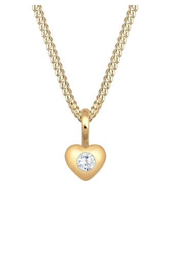 ELLI PREMIUM Halskette Kinder Herz Geburt Taufe Zirkonia 585 Gelbgold