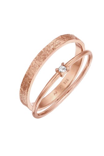 ELLI Ring Set Solitär mit Kristallen von Swarovski® 925 Silber Rosegold