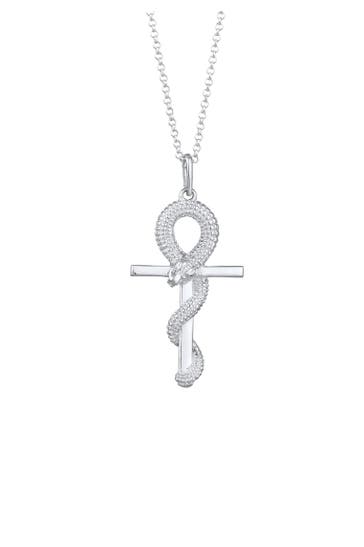 KUZZOI Kette Herren Kreuz Schlange 925 Silber Silber