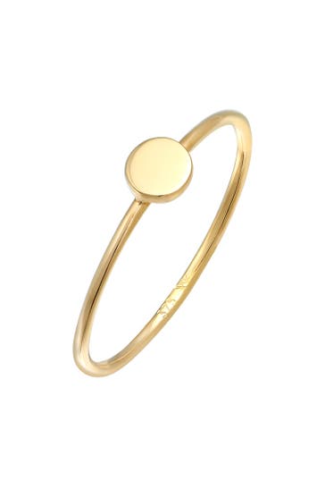ELLI PREMIUM Ring Plättchen Runde Form Statement 375 Gelbgold Gold