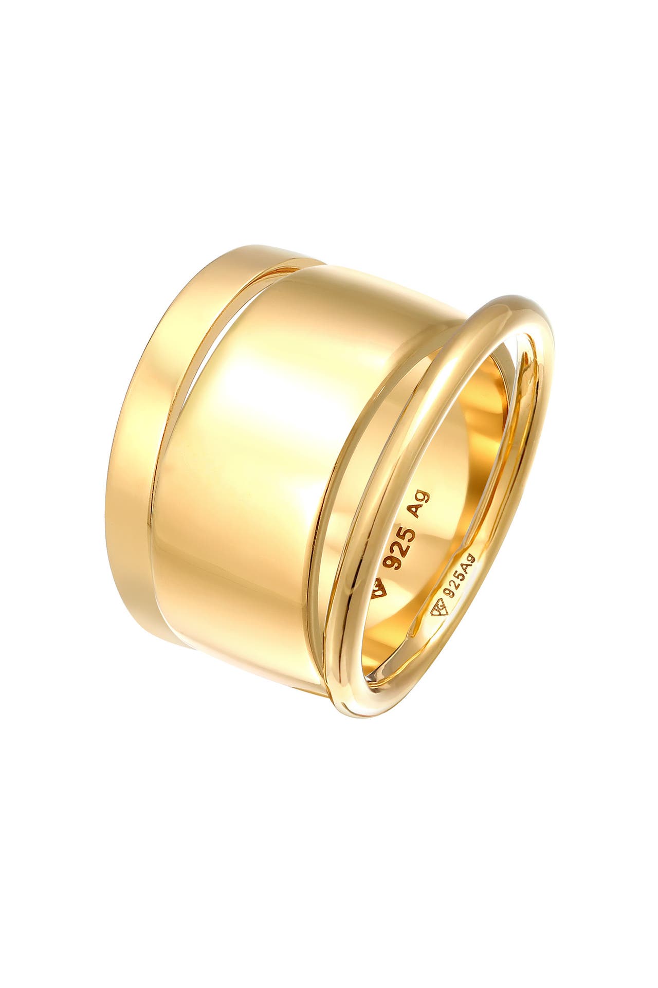 ELLI Ring Bandring Breit Schmal Rund 3er Set 925 Silber Gold, Bild 1