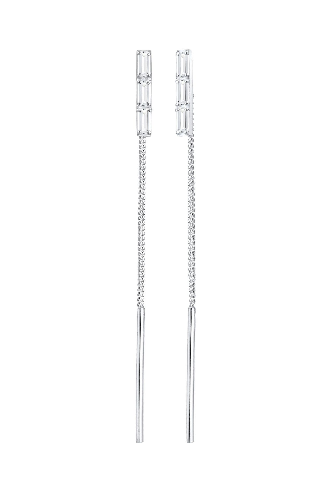 ELLI PREMIUM Ohrringe Topas Rechteck Durchzieher 925 Silber Silber, Bild 1