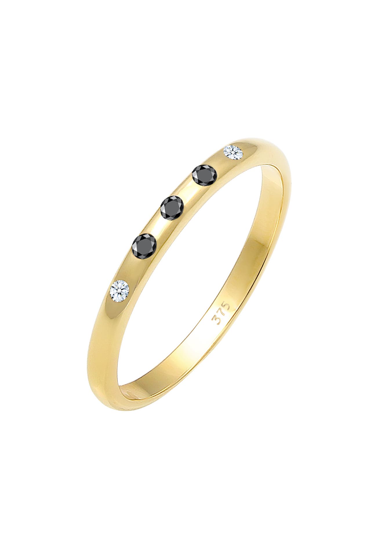 ELLI DIAMONDS Ring Bandring Weiß Schwarz Diamant (0.075 ct) 375 Gold, Bild 1