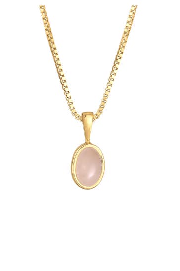ELLI PREMIUM Kette Basic Rosa Quarz Edelstein 925 Sterling Silber Gold