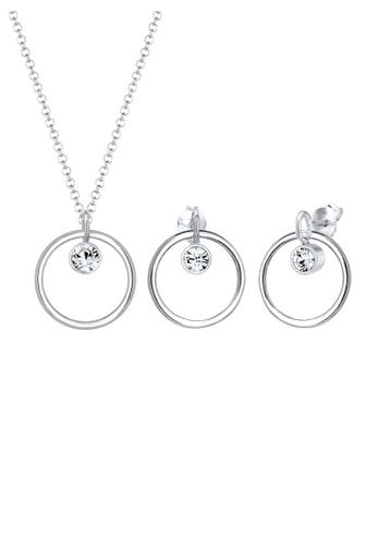 ELLI Schmuckset Kreis Geo 925 Silber, mit Kristallen von Swarovski® Silber