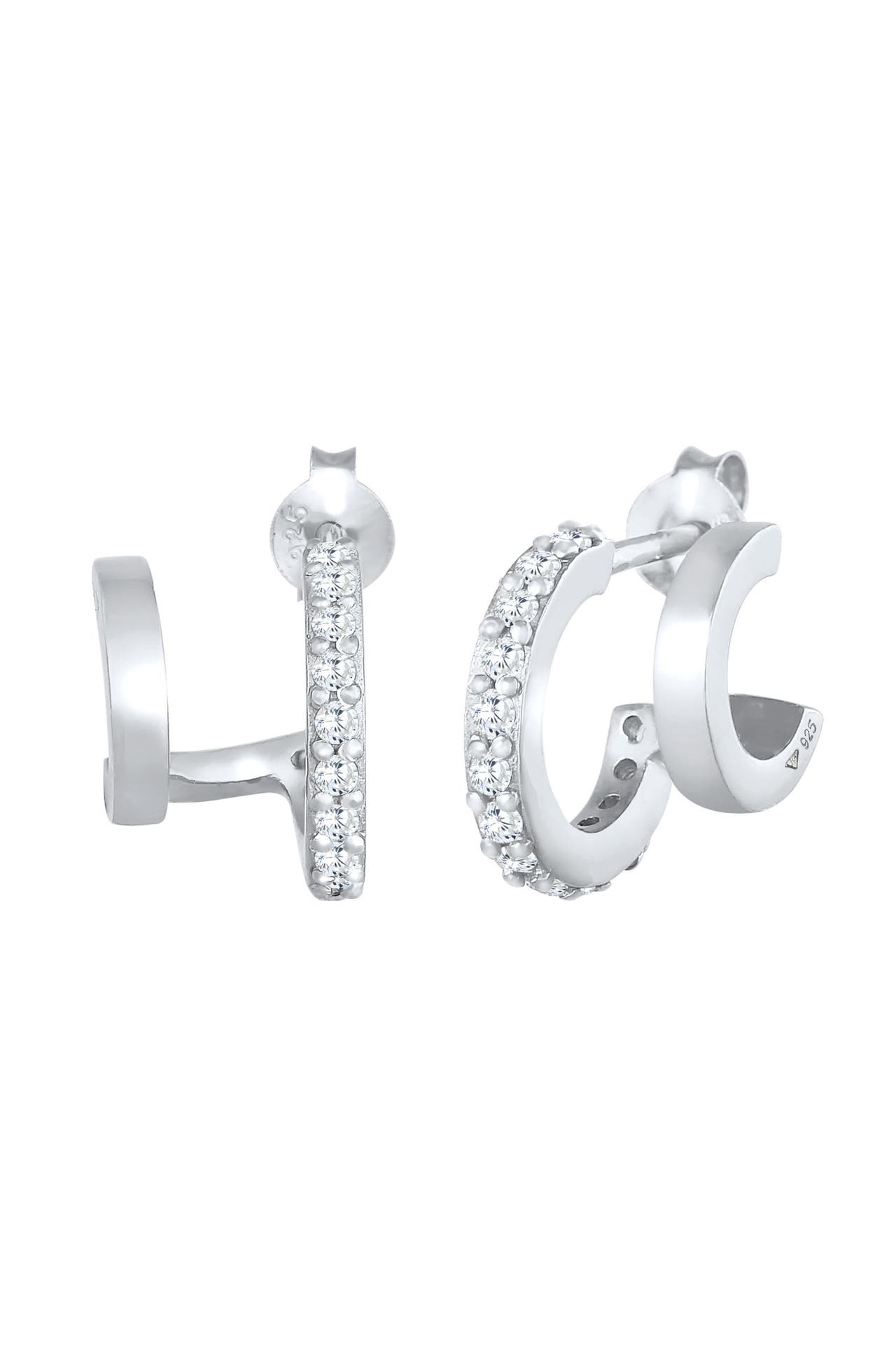 ELLI Ohrringe Creolen Doppel Zirkonia Stecker 925 Silber Silber, Bild 1