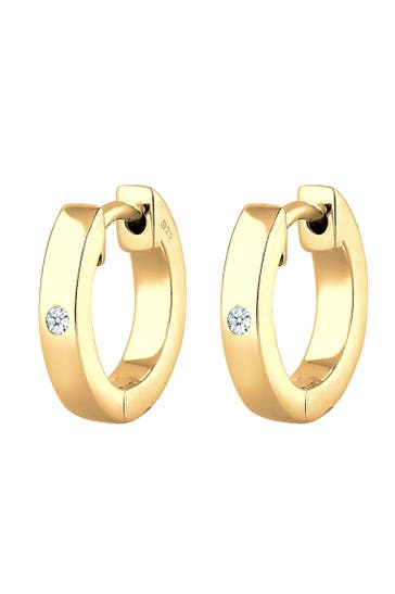ELLI DIAMONDS Ohrringe Creole Basic Diamant (0.03 ct) 925 Sterling Silber Gold