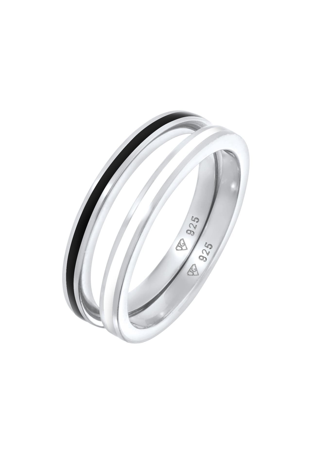 ELLI Ring Bandring Basic Emaille 2er Set 925 Silber Silber, Bild 1