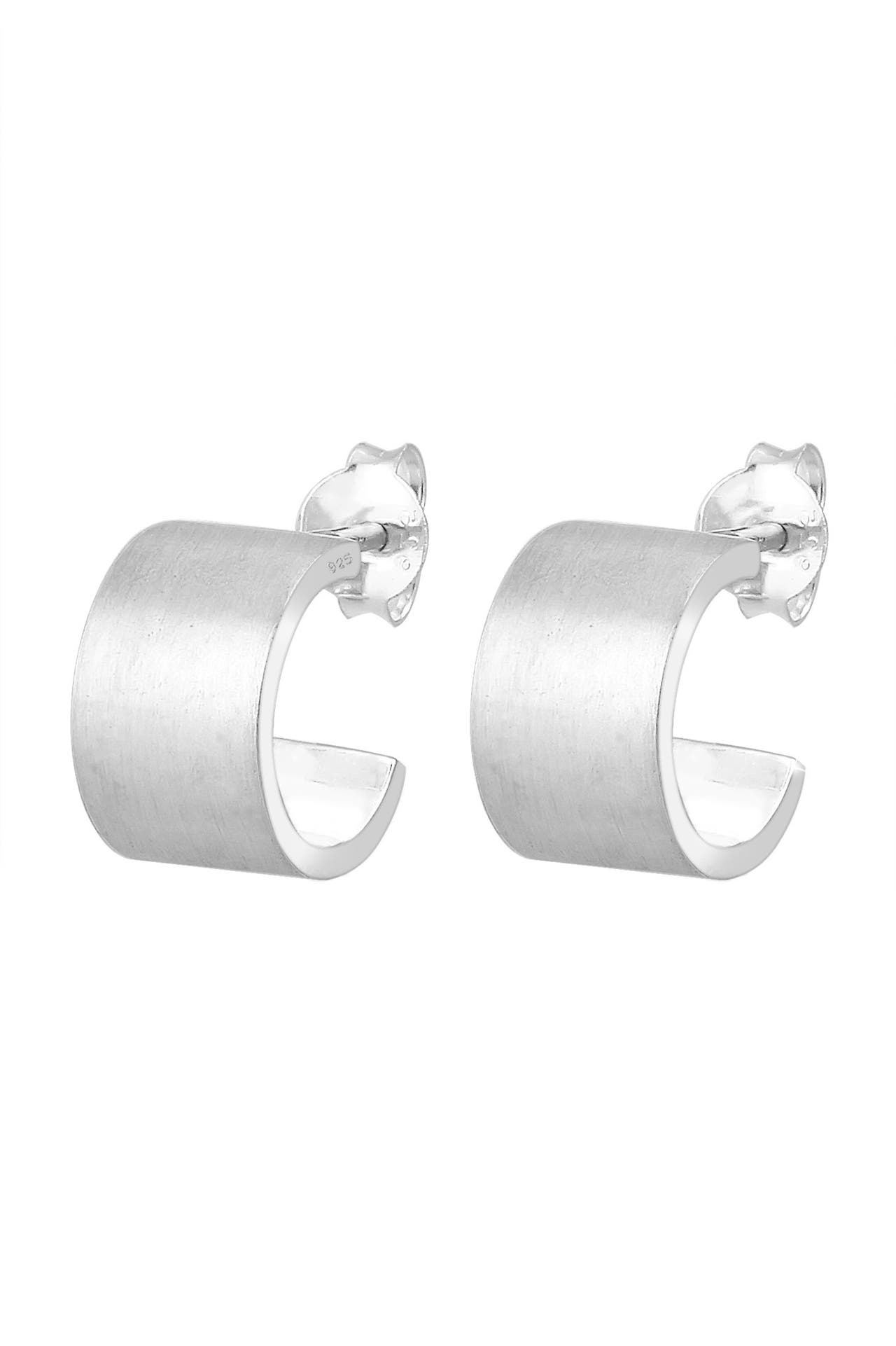 ELLI Ohrringe Ohrstecker Halbcreolen Matt Modern 925 Sterling Silver Silber, Bild 1