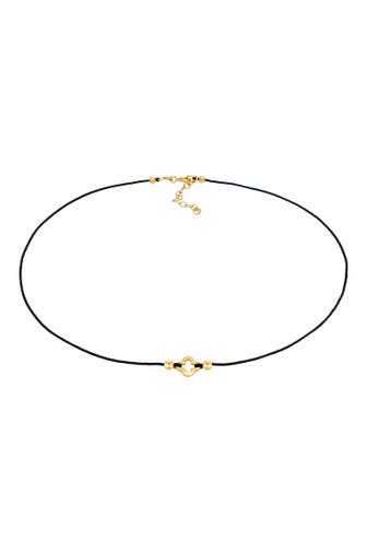 ELLI Kette Choker Nylon Kleeblatt Glück Bead 925 Silber Gold