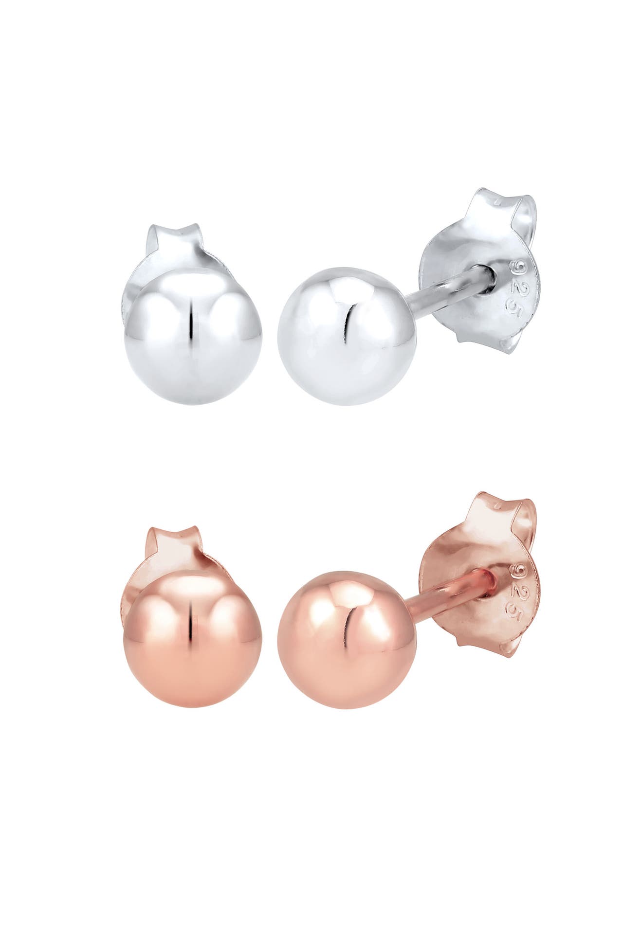 ELLI Ohrringe Ohrringe Kugel 2er Set 925 Sterling Silber bicolor Rosegold, Bild 1