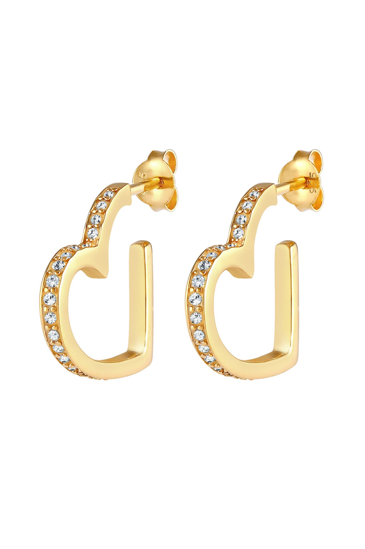 ELLI PREMIUM Ohrringe Creolen Herz Liebe 925 Silber, mit Kristallen von Swarovski® Gold, Bild 1