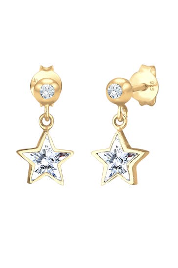 ELLI Ohrringe Kinder Stern 925 Silber vergoldet, mit Kristallen von Swarovski®
