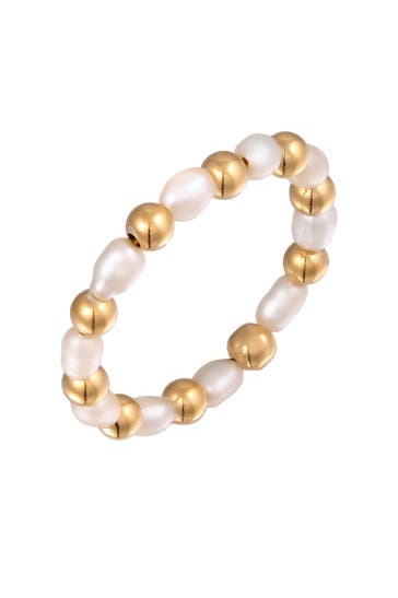 ELLI Ring Süßwasserperlen Beads 925 Silber vergoldet Gold
