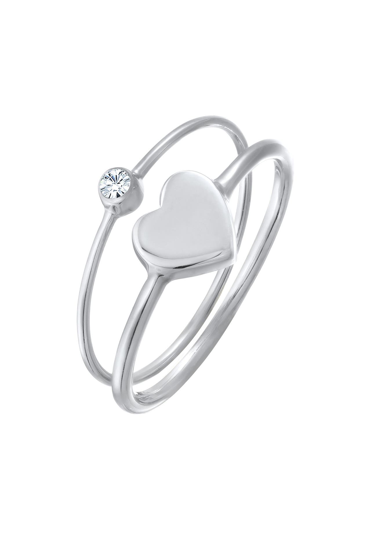 ELLI Ring Herz Solitär (2er Set) 925 Silber, mit Kristallen von Swarovski® Silber, Bild 1