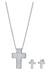 Schmuckset Kette Ohrstecker Kreuz Zirkonia Weiß 925 Sterling Silber Silber