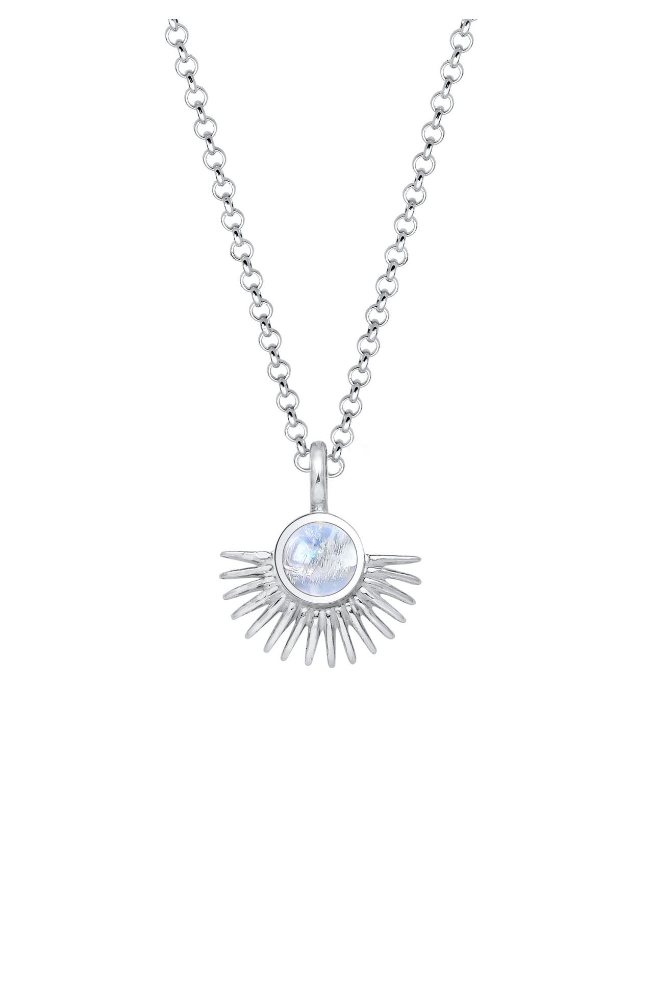 ELLI Kette Sonne Mondstein Weiß 925 Sterling Silber Silber, Bild 1