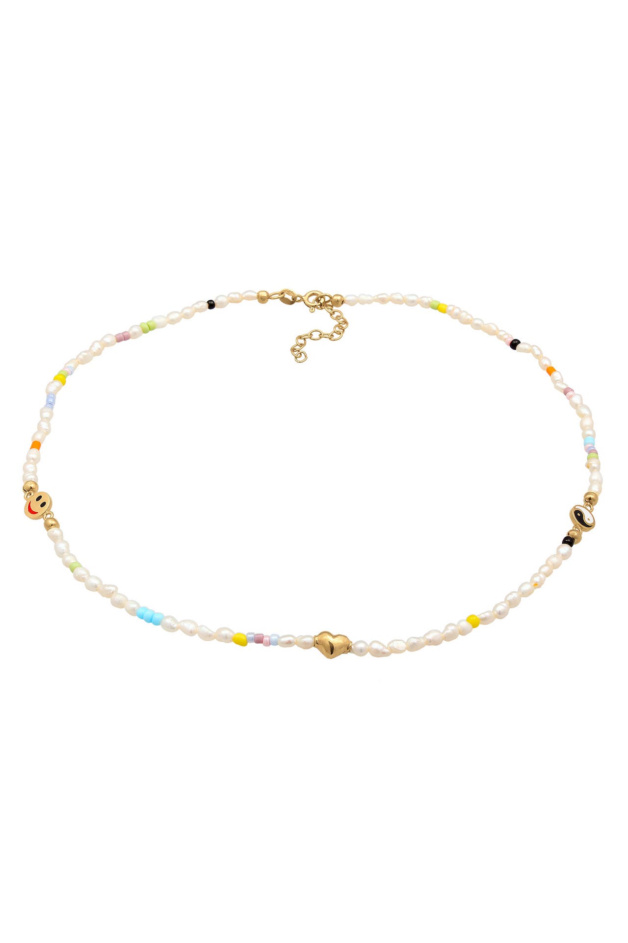 ELLI Kette Süßwasserperlen Yin & Yang Herz Smiling 925 Silber Gold, Bild 1