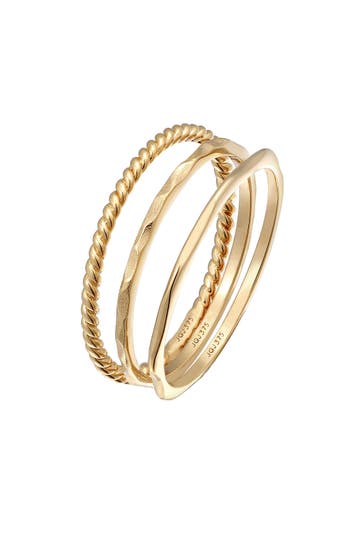 ELLI PREMIUM Ring Stapelringe 3er Set 375 Gelbgold