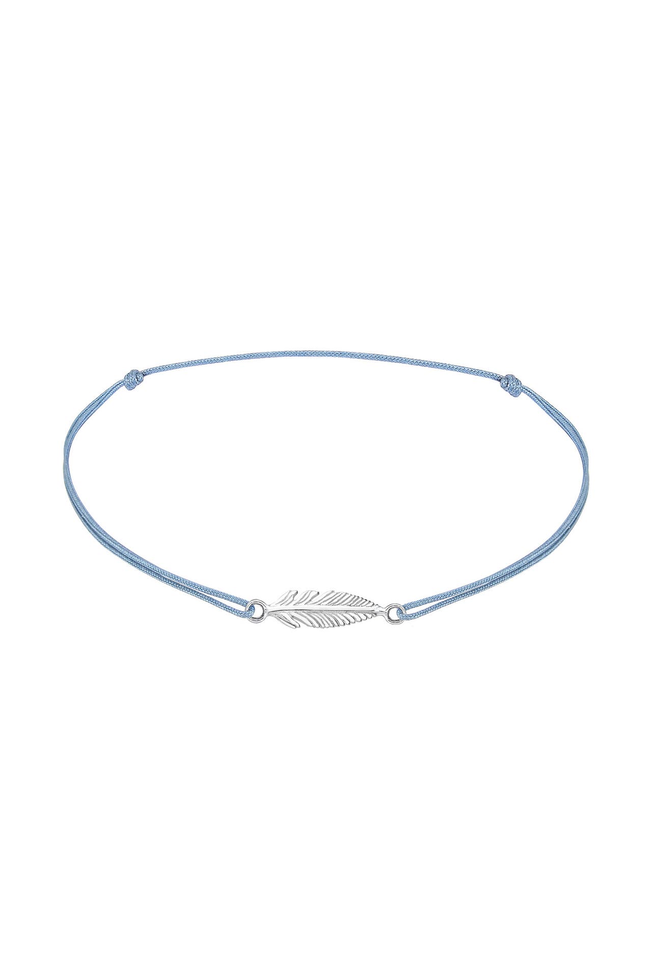 ELLI Fusskettchen Nylon Grau mit Anhänger Feder 925 Sterling Silber Silber, Bild 1