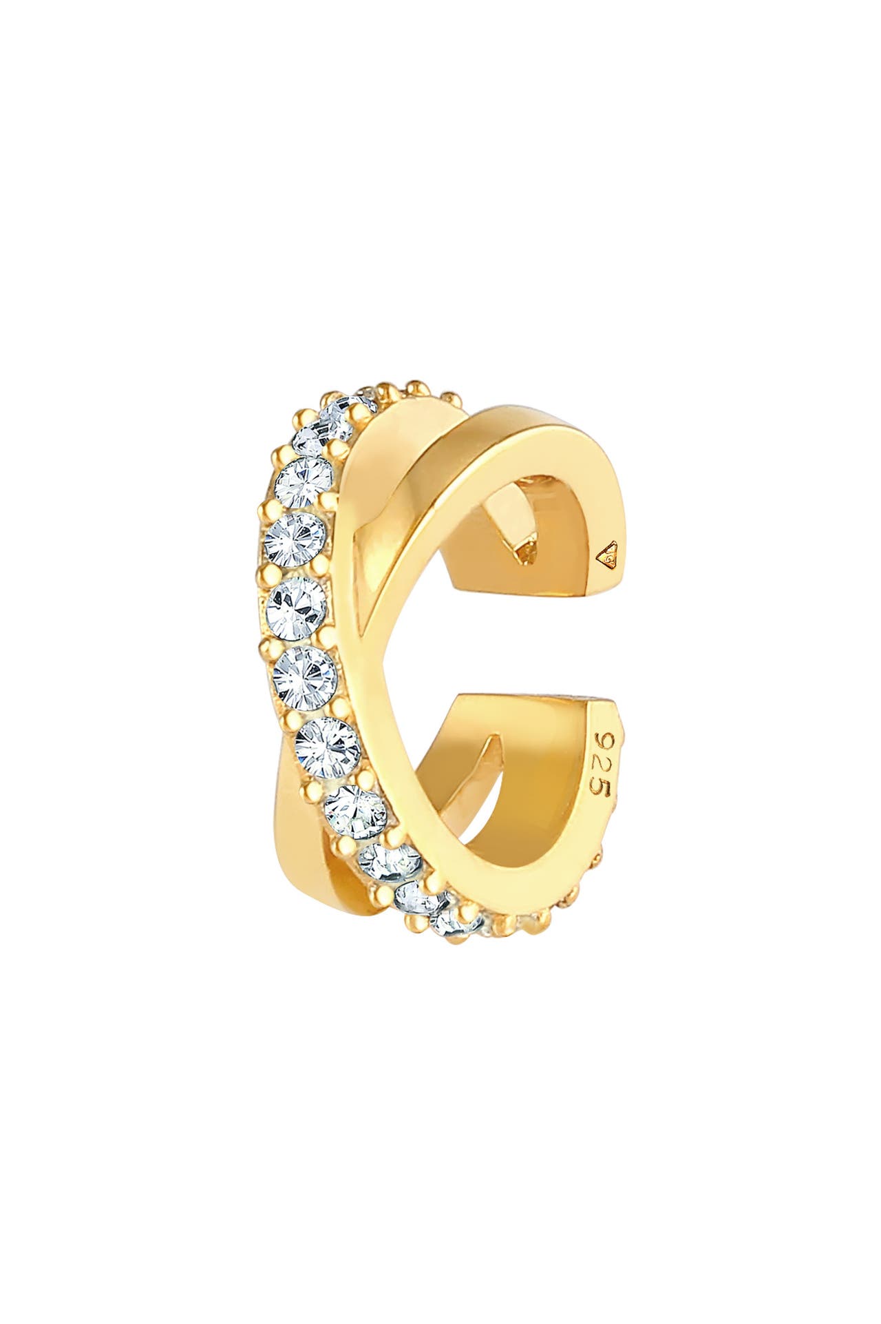 ELLI Ohrringe Earcuff Gekreuzt 925 Silber, mit Kristallen von Swarovski® Gold, Bild 1