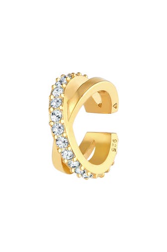 ELLI Ohrringe Earcuff Gekreuzt 925 Silber, mit Kristallen von Swarovski® Gold