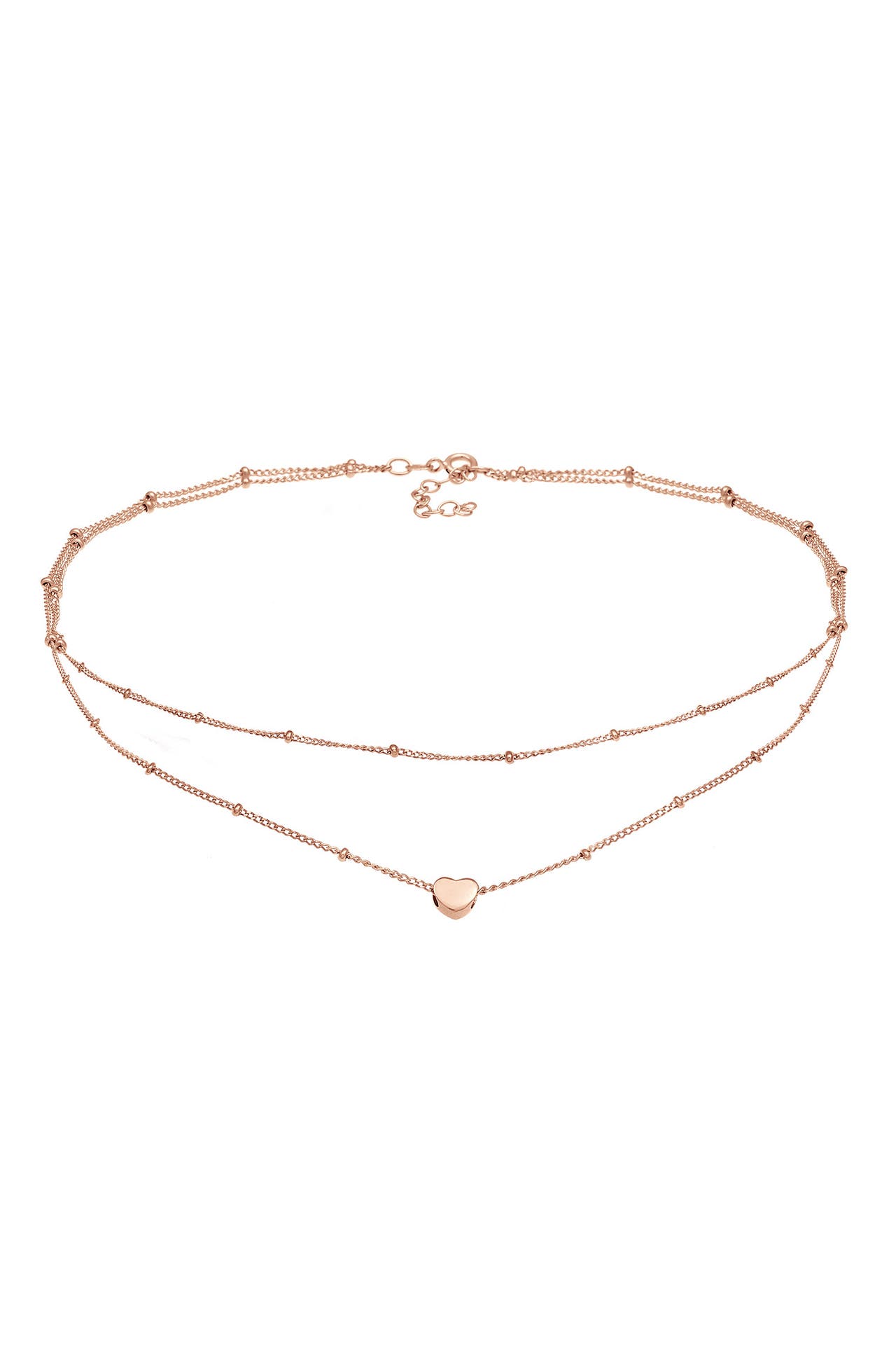 ELLI Kette Choker Layer Kugelkette Herz 925 Silber Rosegold, Bild 1
