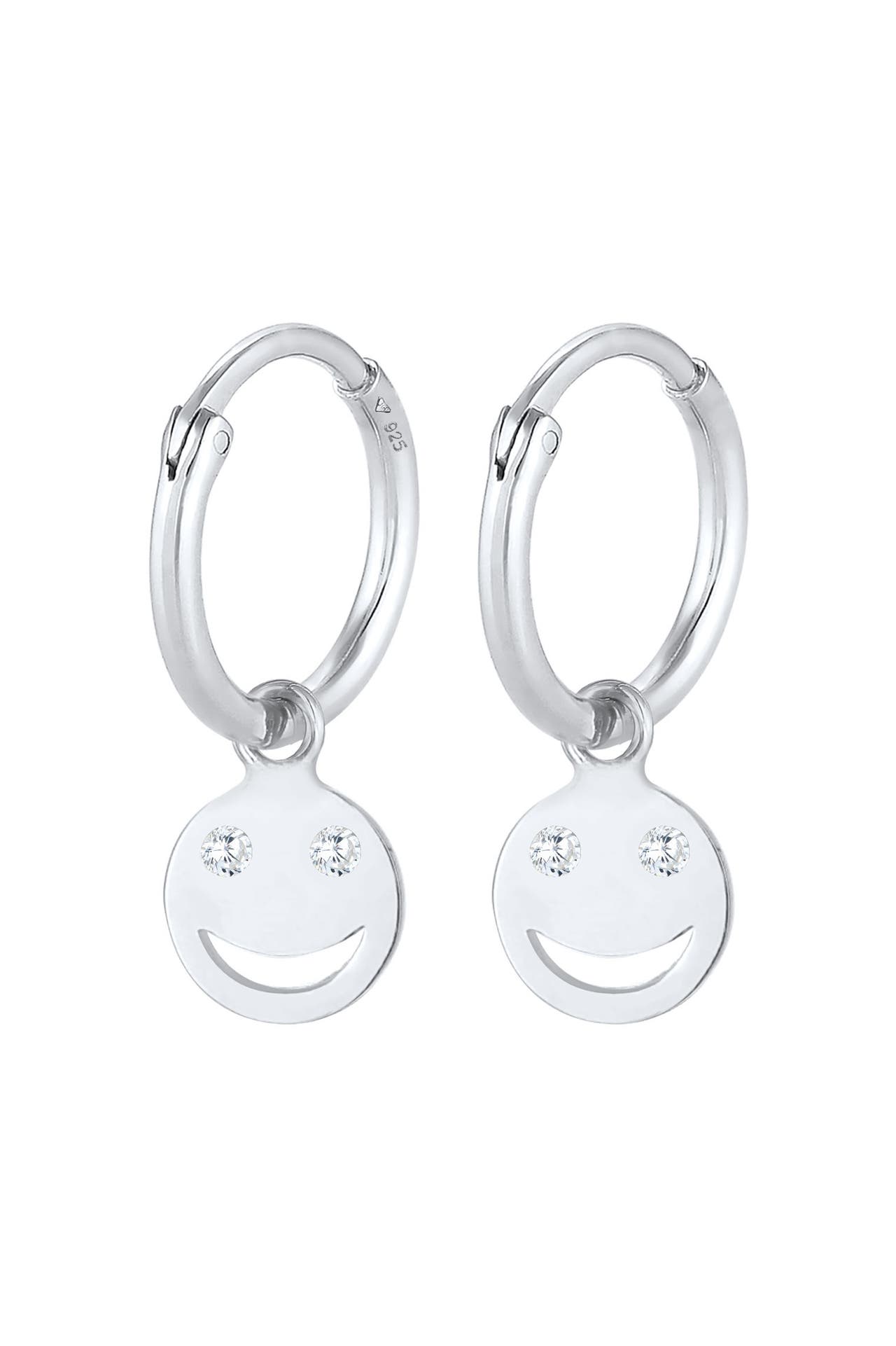 ELLI Ohrringe Creolen Trend Smiling Plättchen 925 Silber Silber, Bild 1