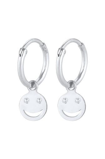 ELLI Ohrringe Creolen Trend Smiling Plättchen 925 Silber Silber