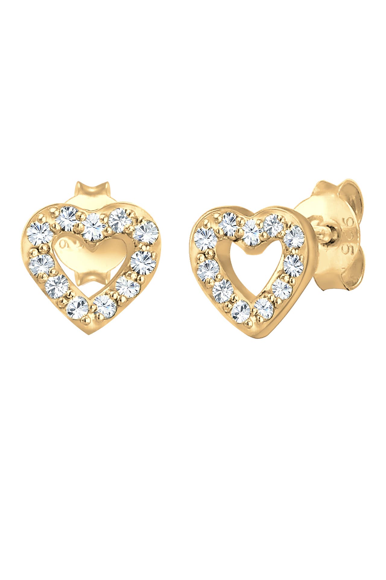 ELLI Ohrringe Ohrstecker Herz mit Kristallen von Swarovski® 925 Silber Gold, Bild 1