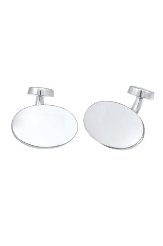 KUZZOI Manschettenknöpfe Oval Plättchen Poliert Elegant 925 Silber Silber