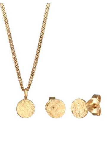 ELLI Schmuckset Kette und Ohrringe Plättchen 925 Silber Gold