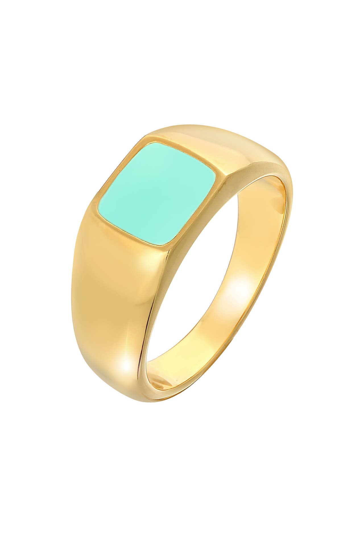 ELLI Ring Siegelring Emaille Rechteck Klassik 925 Silber Hellgrün, Bild 1