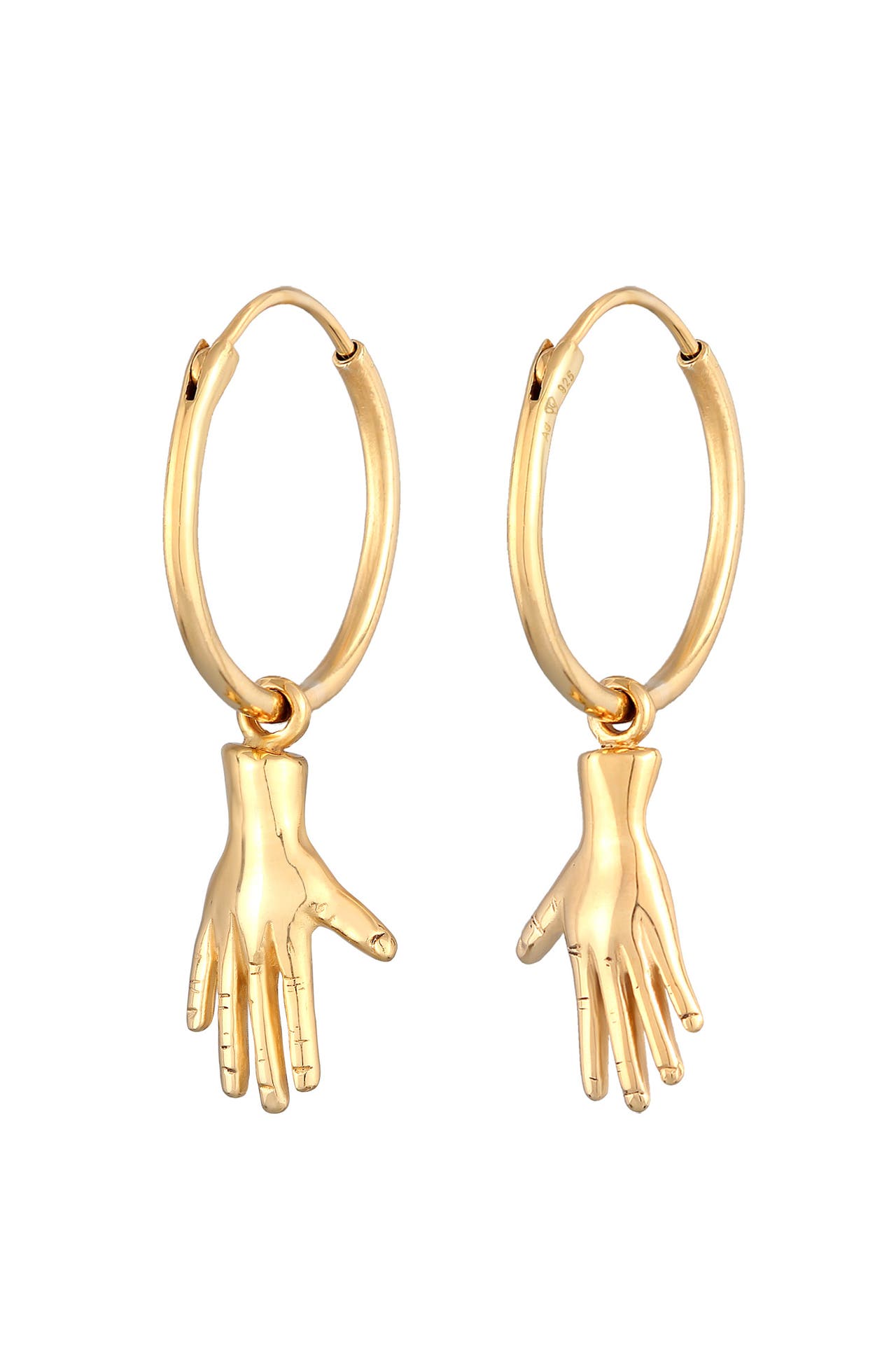 ELLI Ohrringe Creolen Hand Symbol 925 Silber Gold, Bild 1