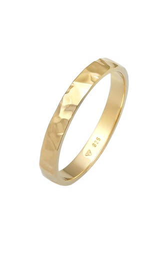 ELLI Ring Basic Bandring Fein Gehämmert 925 Silber Gold