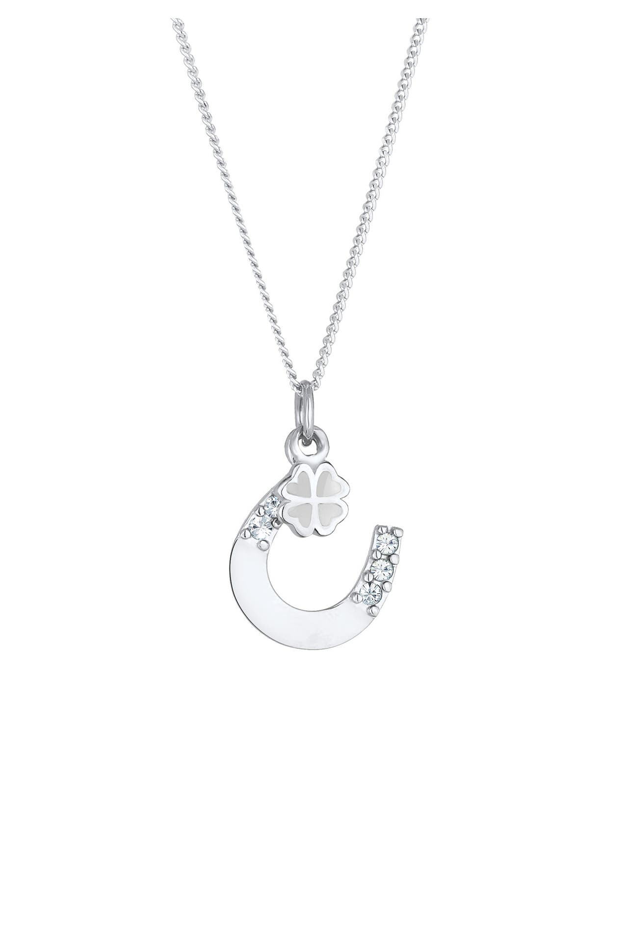 ELLI Kette Hufeisen Kleeblatt 925 Silber, mit Kristallen von Swarovski® Silber, Bild 1