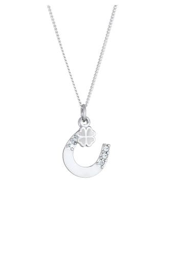 ELLI Kette Hufeisen Kleeblatt 925 Silber, mit Kristallen von Swarovski® Silber