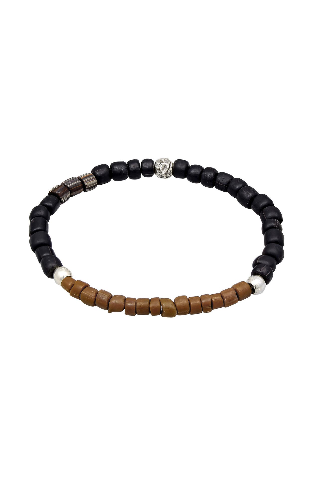KUZZOI Armband Glas Beads 925 Silber Braun, Bild 1