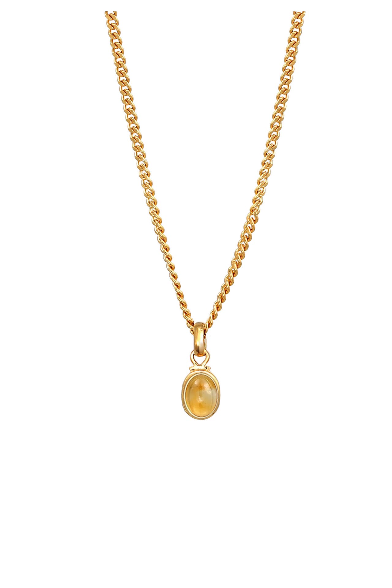 ELLI PREMIUM Kette Citrine Oval Cabochon Klassik 925 Silber Gold, Bild 1