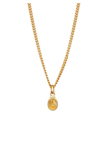 ELLI PREMIUM Kette Citrine Oval Cabochon Klassik 925 Silber Gold