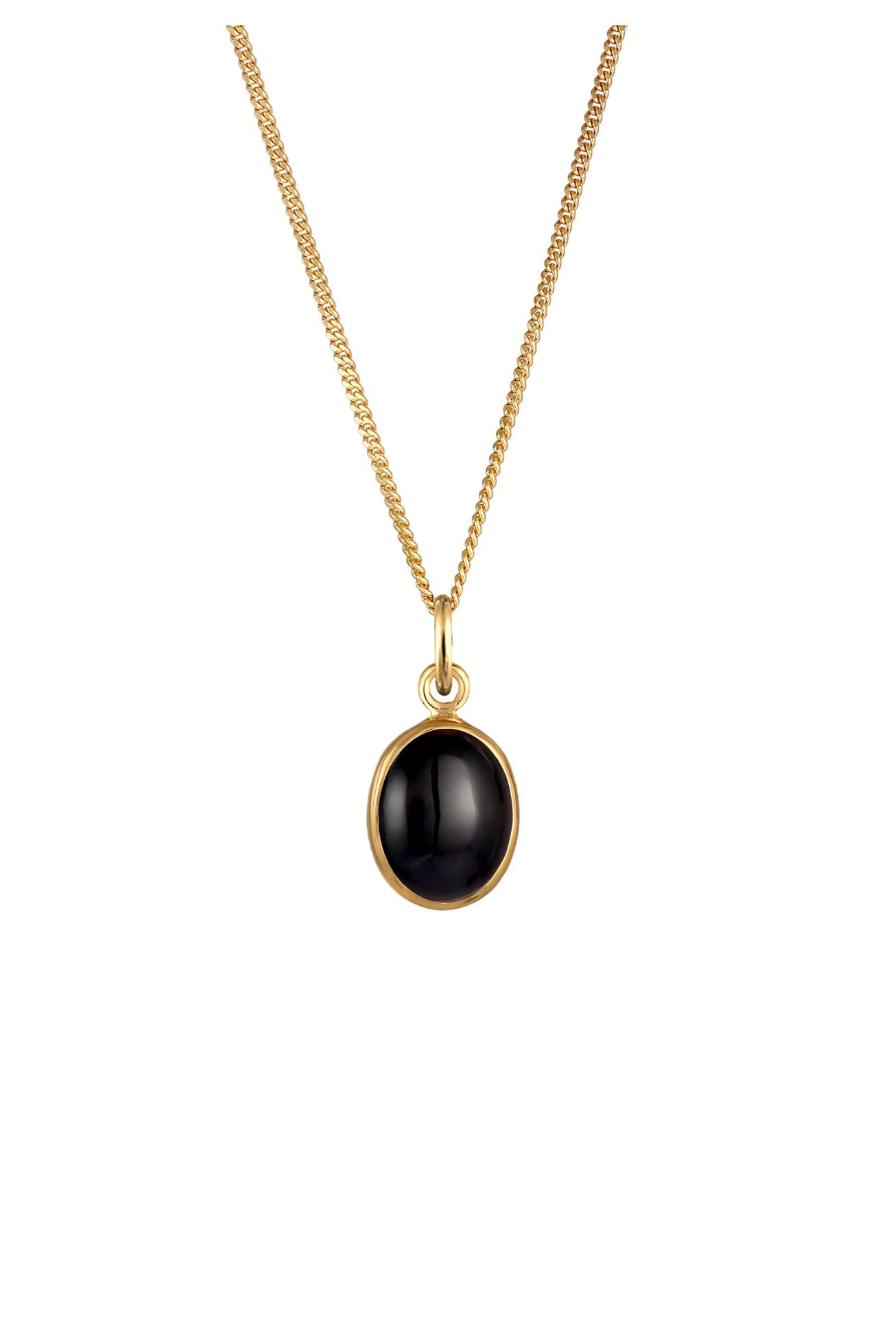 ELLI Kette Onyx Anhänger Oval Klassisch 925 Silber Gold, Bild 1