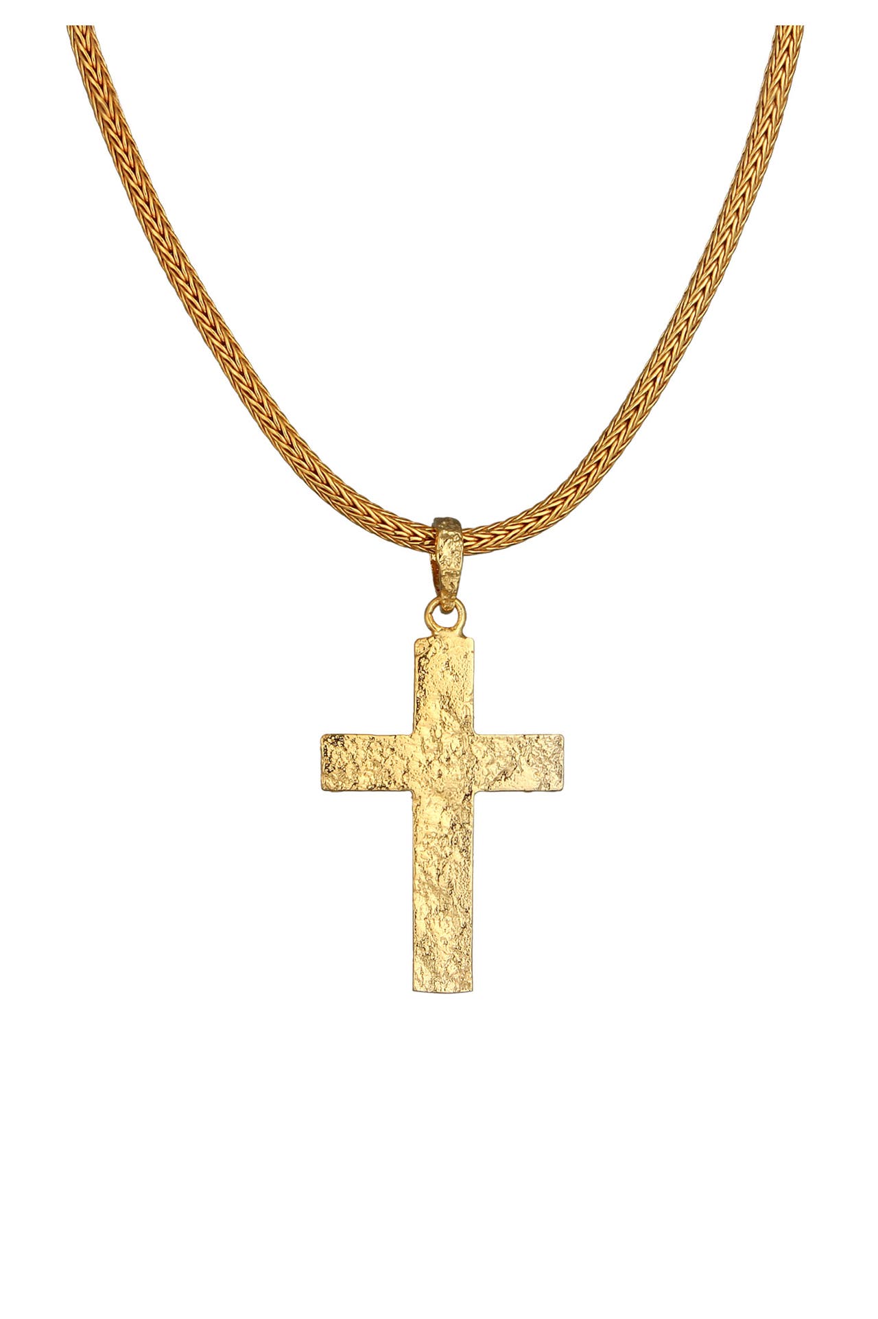 KUZZOI Kette Herren Zopfkette Kreuz Gehämmert 925 Silber Gold, Bild 1