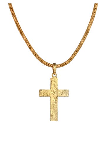 KUZZOI Kette Herren Zopfkette Kreuz Gehämmert 925 Silber Gold