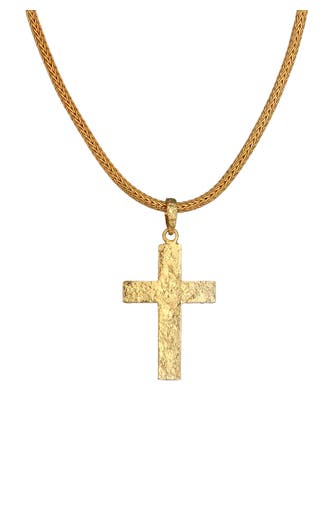 KUZZOI Kette Herren Zopfkette Kreuz Gehämmert 925 Silber Gold
