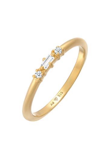 ELLI DIAMONDS Ring Verlobungsring Diamant (0.03 ct.) Rechteck 925 Silber Gold