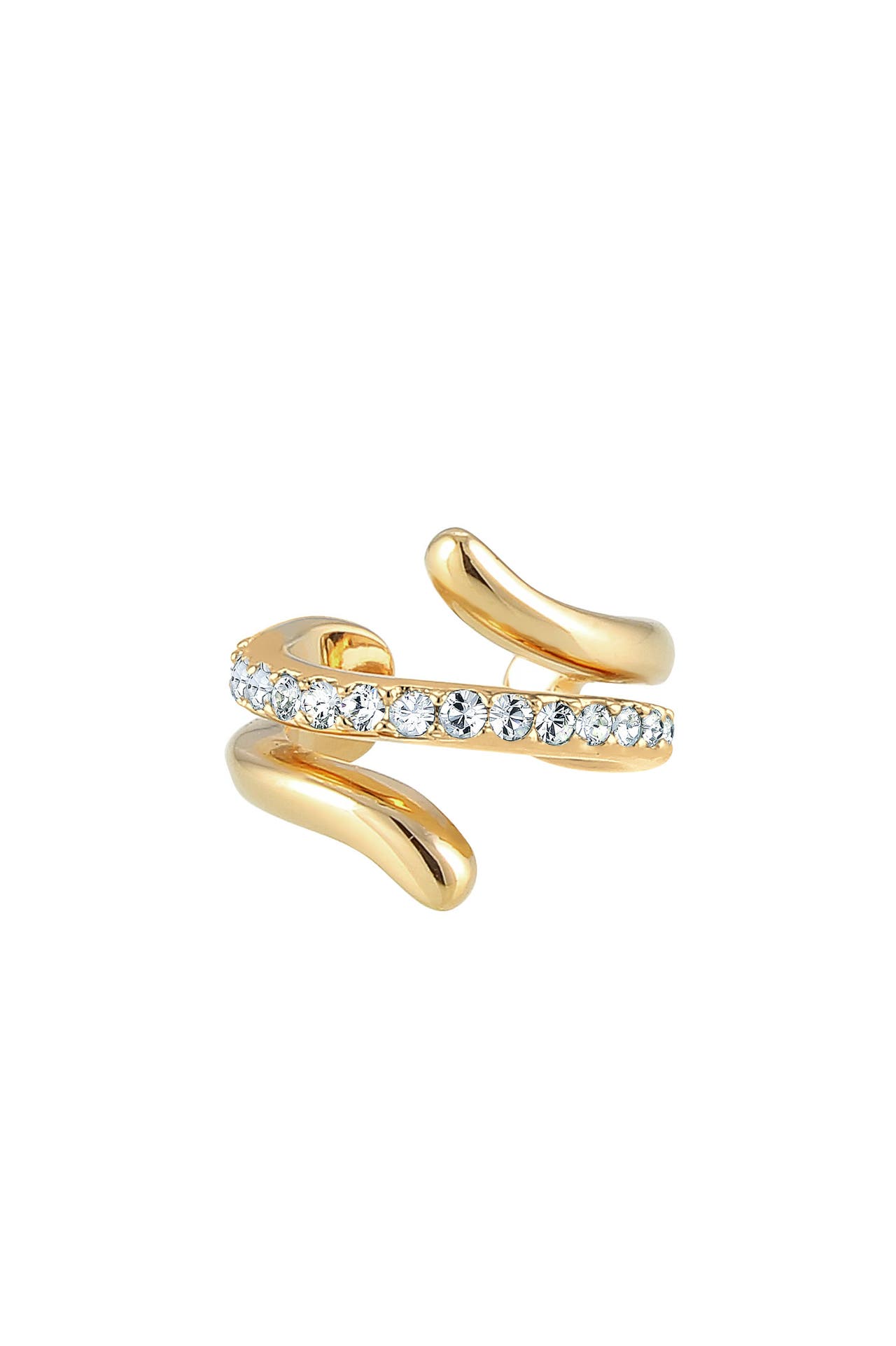 ELLI Ohrringe Single Earcuff Twisted Kristalle Weiß 925 Sterling Silber Gold, Bild 1